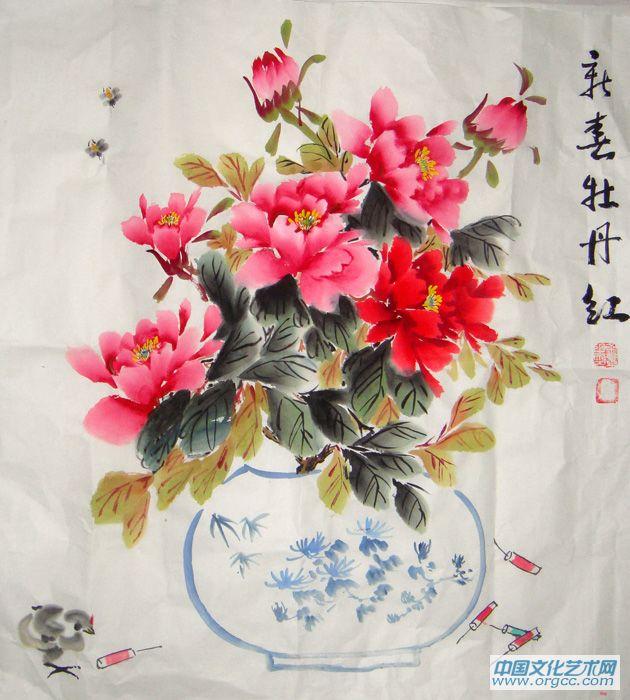 新春牡丹红